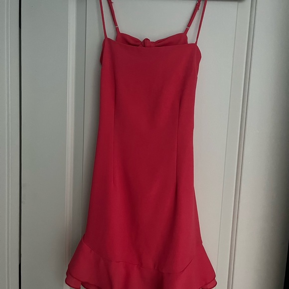 Lucy in the Sky Aubrey Ruffle Dress in Red Coral: size XS and S - Picture 3 of 7